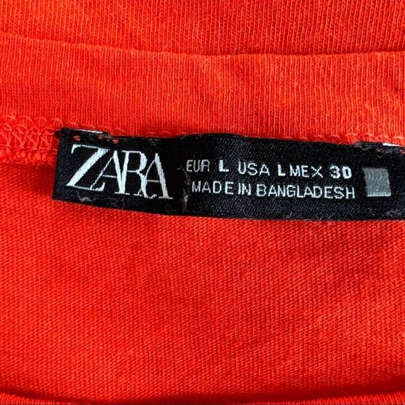 Zara Red Ruched Tie Side Dolman Sleeve T Shirt L - Picture 6 of 9